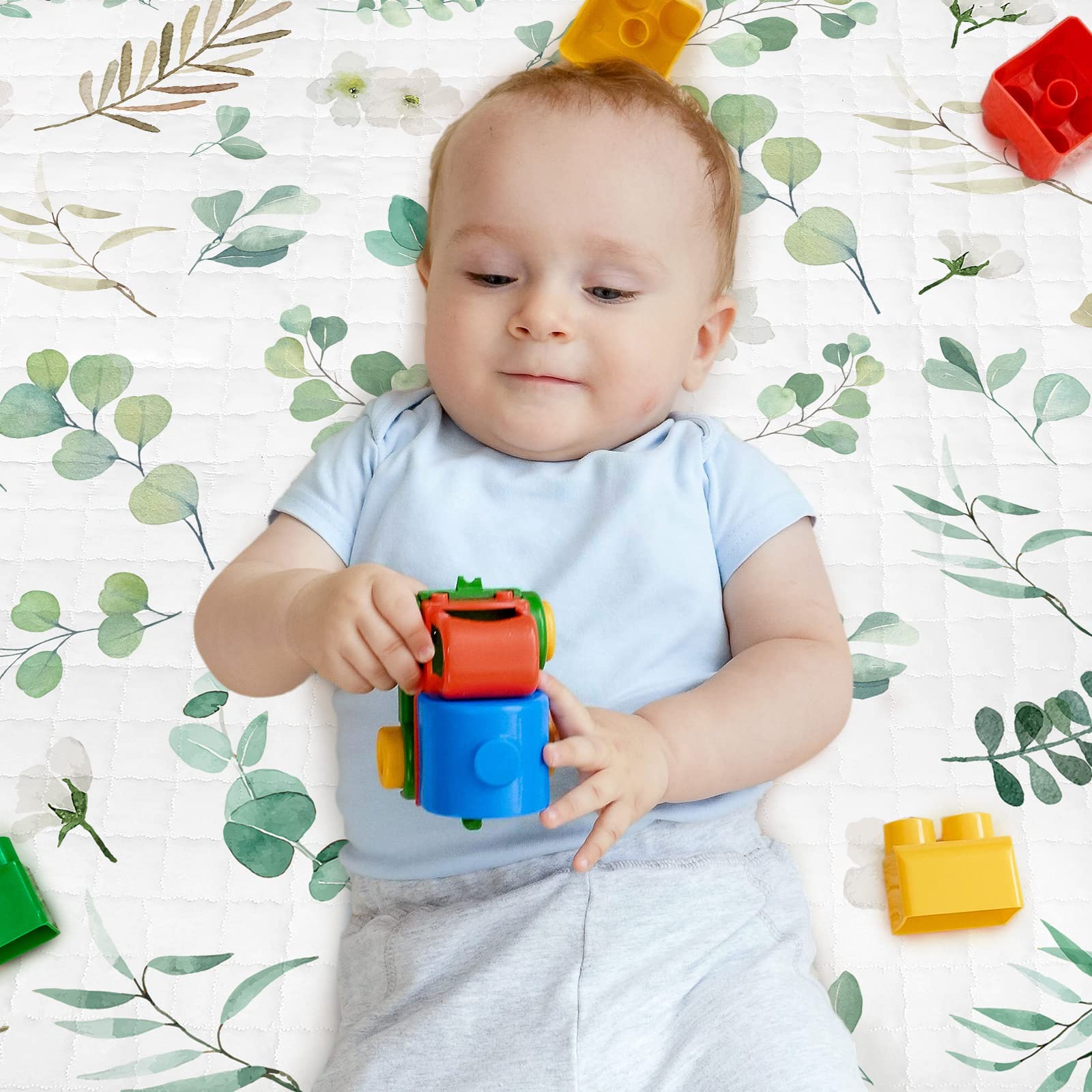 Leaf Baby Play Mat 78 x 55 Inch Washable Non Slip Play Mat Foldable Tummy Time Mat Soft Crawling Baby Floor Mats for Crawling Babies Toddlers Infant Kids (Leaf)