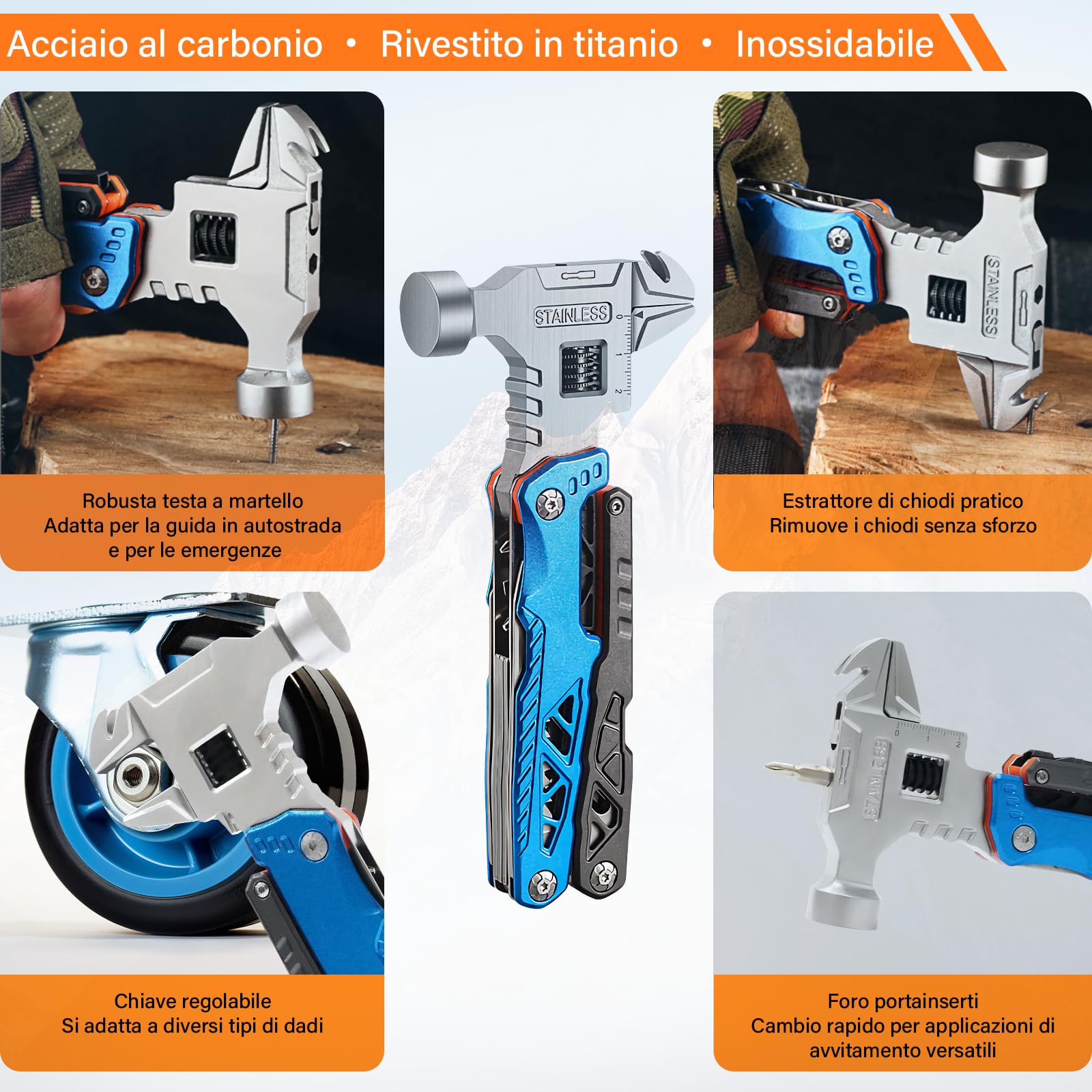 Pinza Multiuso, Coltello Multiuso in Acciaio Inossidabile, Pinza Multifunzione in Coltellino Svizzero con Apribottiglie, Cacciavite, Attrezzi EDC, Ideale per il Campeggio, Riparazioni