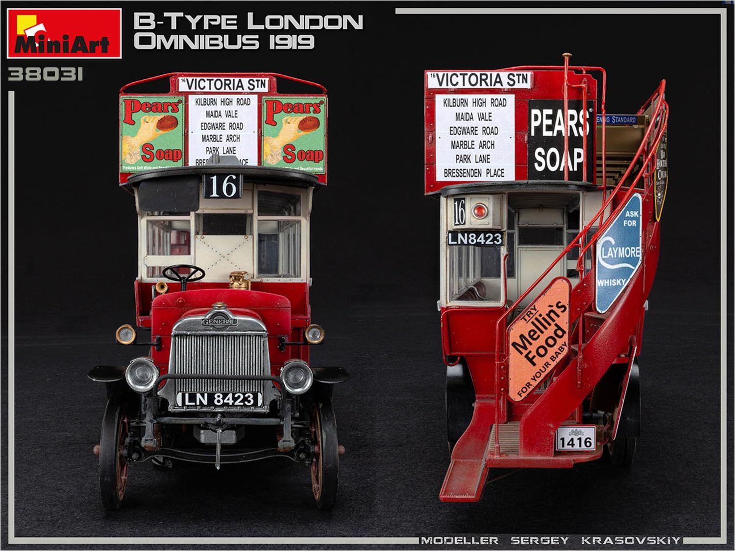 Mini Art 38031 1:35 Omnibus di Londra tipo B 1919 - replica originale, modellismo, plastica, camion, auto, kit per adulti