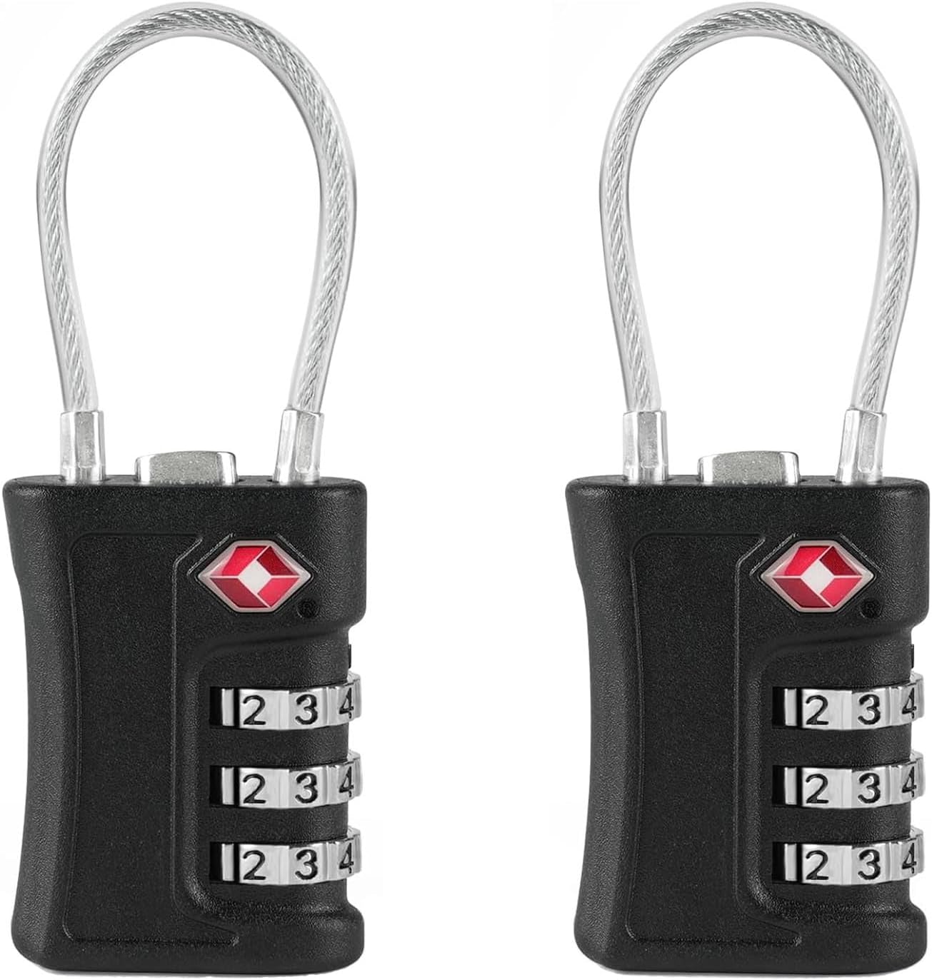 TSA Luggage Locks, [2 Pack] 3-Digit Security Suitcase Locks, Combination Padlock for Suitcases Flexible Cable Travel Lock, TSA Approved Luggage Padlock for Suitcases Travel Bag Case