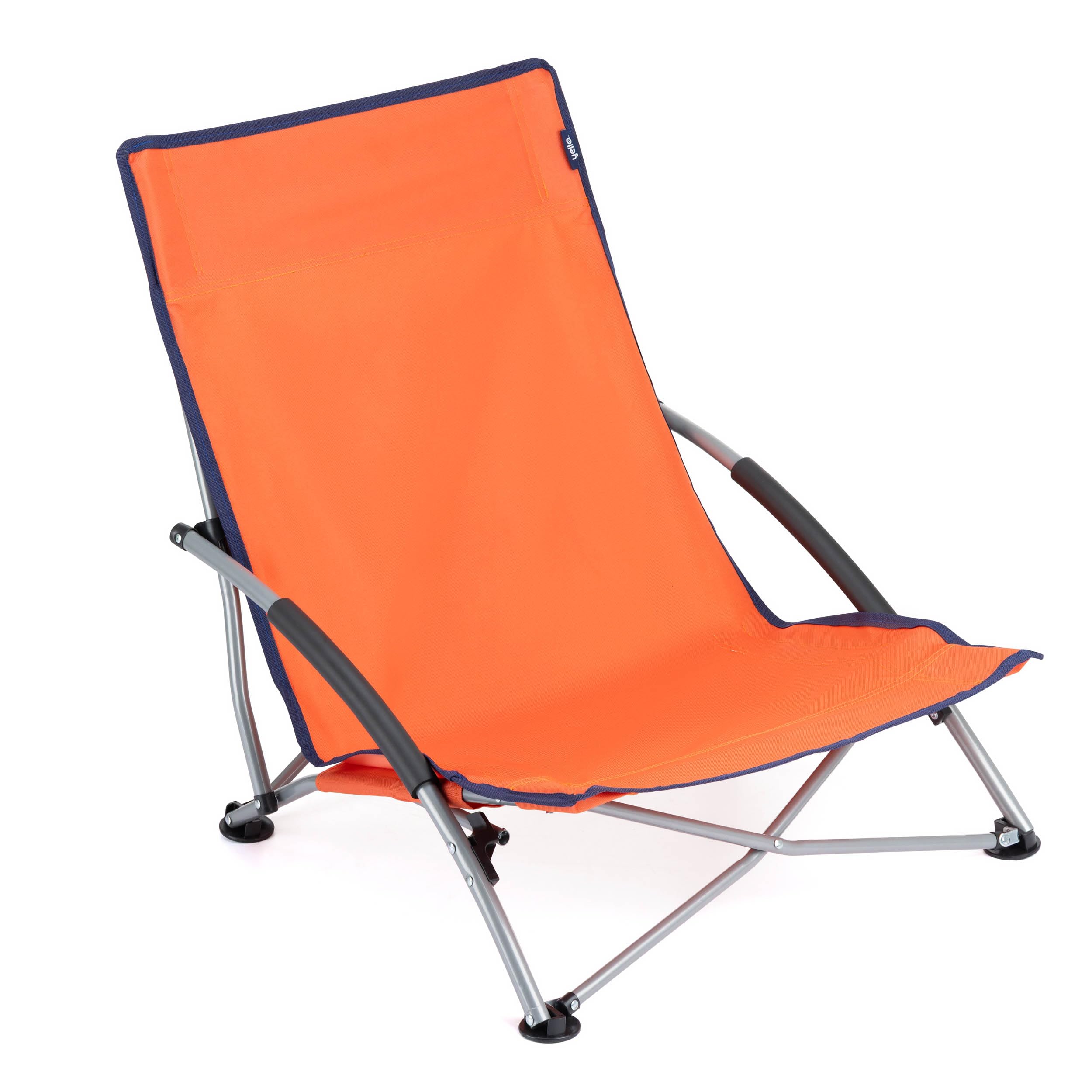 Yello Low Folding Beach Chair, Portable Camping Chair with Carry Case, Lightweight Steel Frame, Garden Deck Chair for Picnic, Travel Friendly Compact Design - Orange