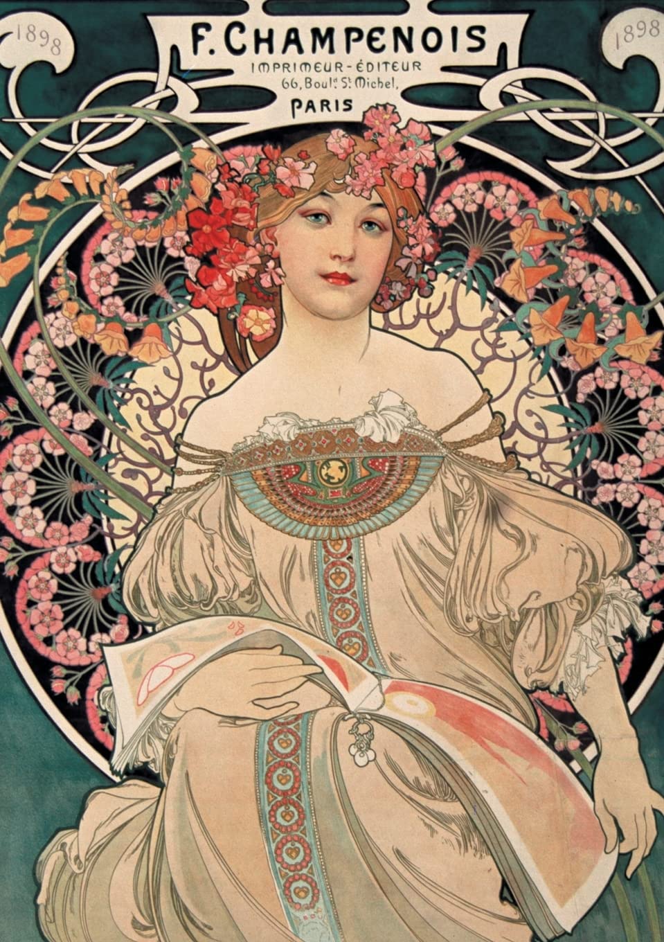 Carnet ligné ligné Affiche Mucha, Imprimerie Champenois (Bnf Portraits)