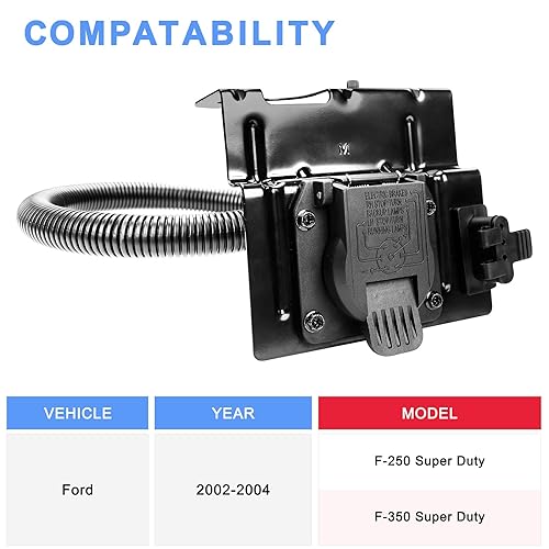 Miniatura 6 de Conjunto de conector de enganche de arnés de cableado de remolque con soporte de montaje, compatible con Ford F250 F350 2002-2004 Super Duty Pickup