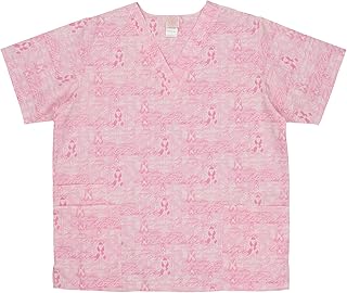 Fabrique Innovations Unisex Breast Cancer Awarness Printed Scrub Top, X-Large