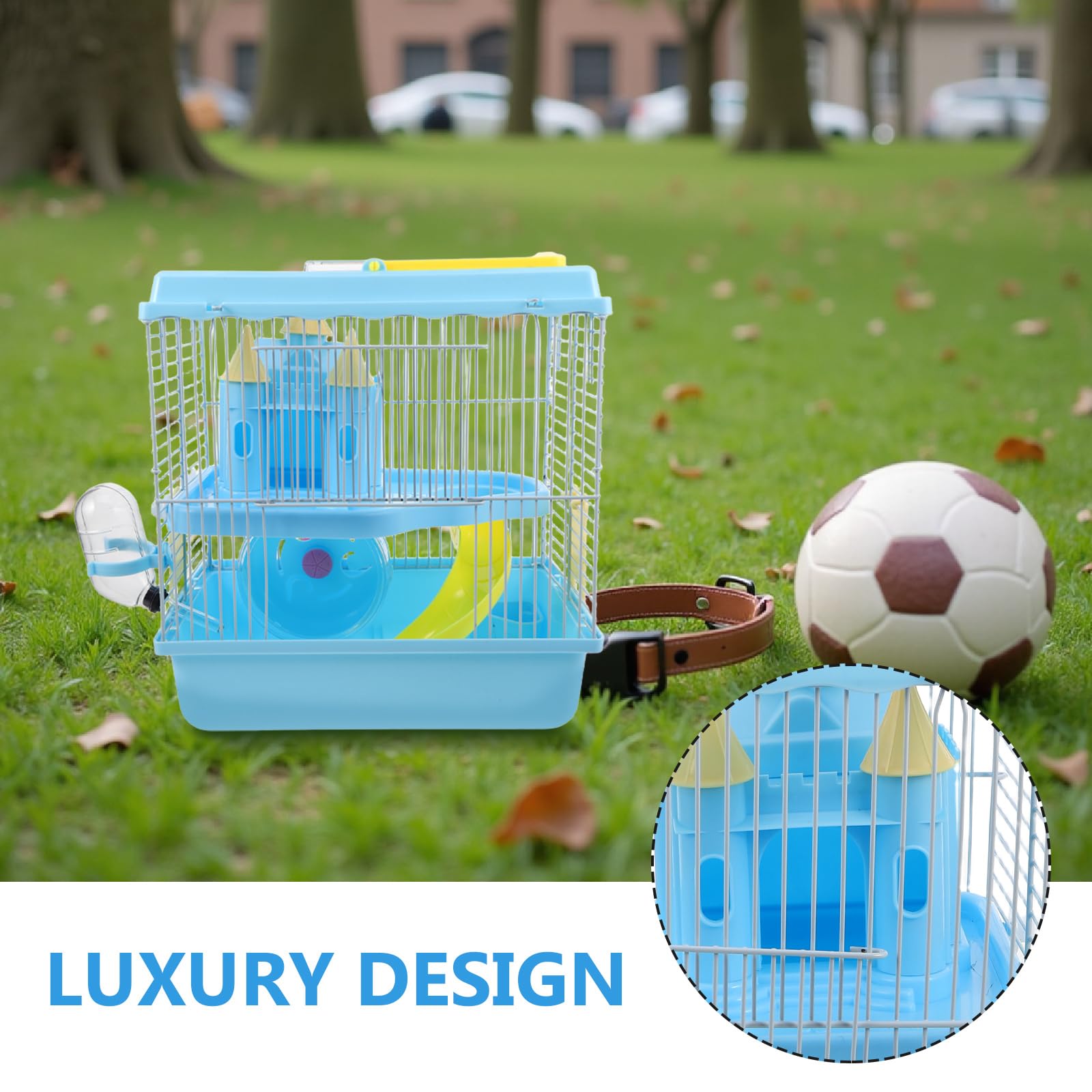 Cage à Hamster à 2 Niveaux avec Accessoires, Château Luxe | Plastique et Fer, Bouteille D’eau, Toboggan, Roue D’exercice, Gamelle, pour Hamsters et Petites Souris