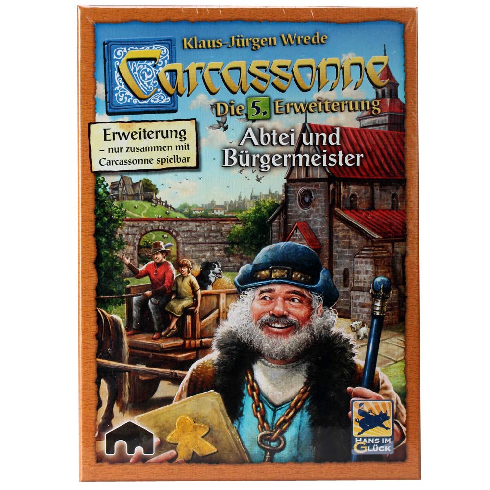 Hans im Glück Asmodee | | Carcassonne - Abbey and Mayor | 5th Expansion | Family Game | Board Game | 2-6 Players | From 7+ Years | 40+ Minutes | German Language