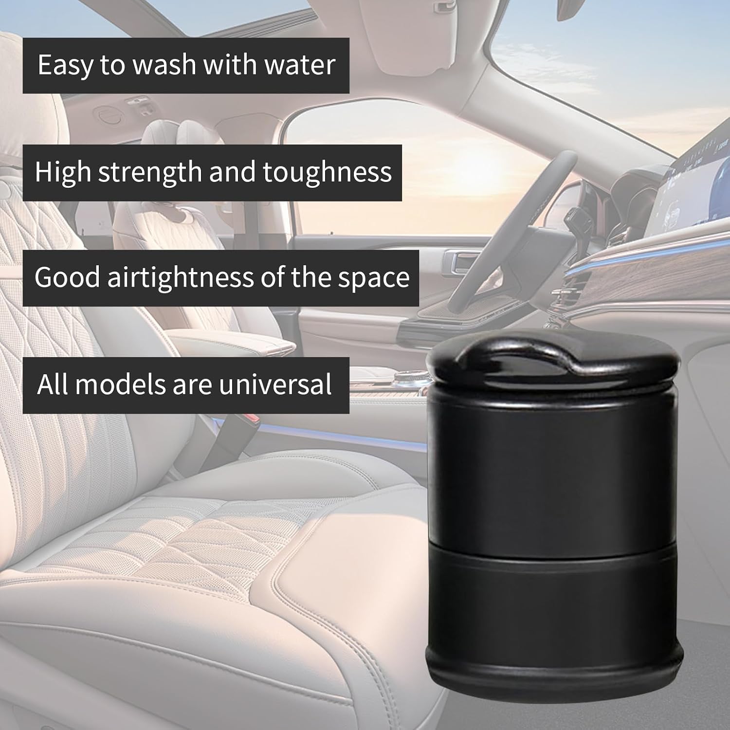 1 Pcs Car Ashtray, Flame-Retardant Abs Plastic Car Ashtray With Lid,Cigarette Ashtray Cup Holder For Most Car .Black
