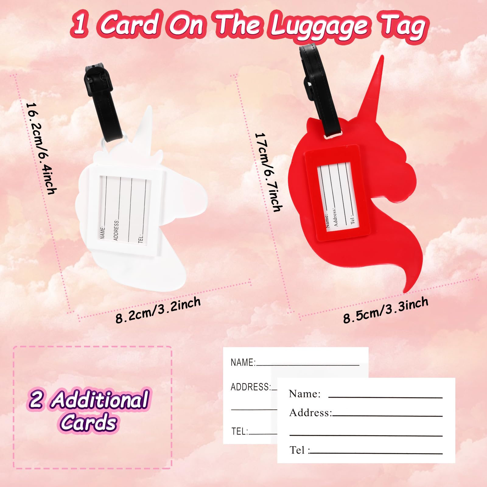 Valigia Per Bambini 2 étiquettes Bagage Licorne - Étiquette Valise Avion - Silicone Souple Avec Fiche Info - Pour Valises, Sacs Identifiant Voyage Enfant