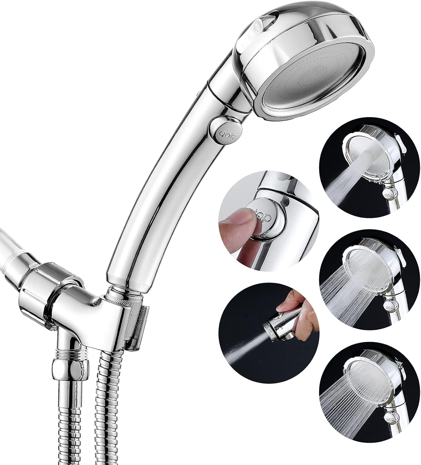 JONKEAN High Pressure Shower Head with 3 Spray Settings, Water Saving