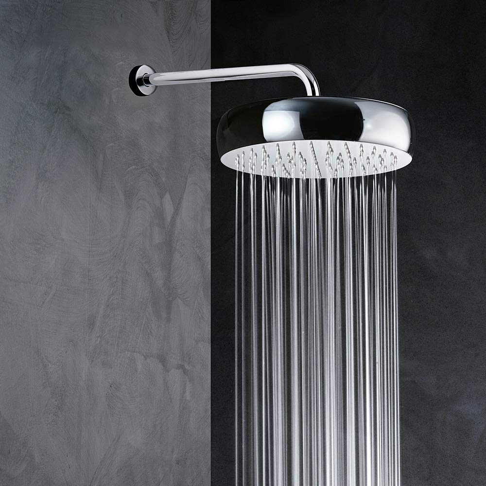 Ramon Soler Brazo de Ducha de Pared B350 de 350 mm. Soporte para Alcachofa de Ducha con Acabado Cromado Diamond Finish. Brazo de Extensión Redondo para Ducha con Sujeción en la Pared.