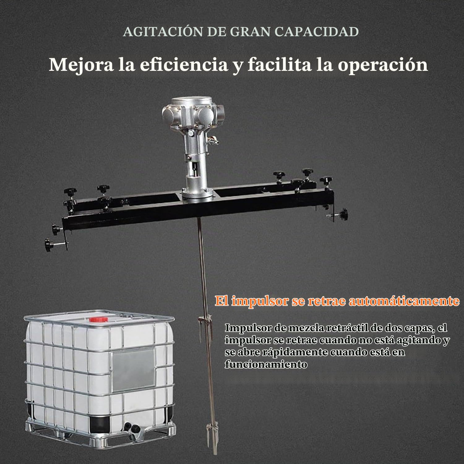 Mezclador neumático para tanque IBC 1000L 1/2HP Mezclador de pintura neumático Máquina mezcladora de recubrimiento de tinta industrial, con soporte para suspensión, máquina agitadora de pintura