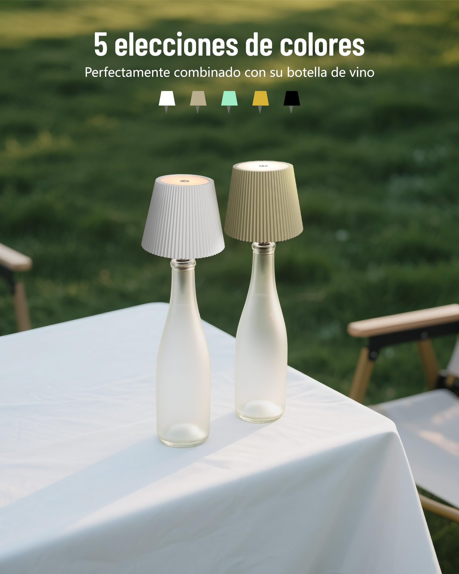 Beaeet lámpara Botella LED Blanca, Recargable USB-C, sin Cable, IP54, 3 Tonos Regulables, para Botella de Vidrio, Mesa, balcón, terraza, Camping, Fiesta