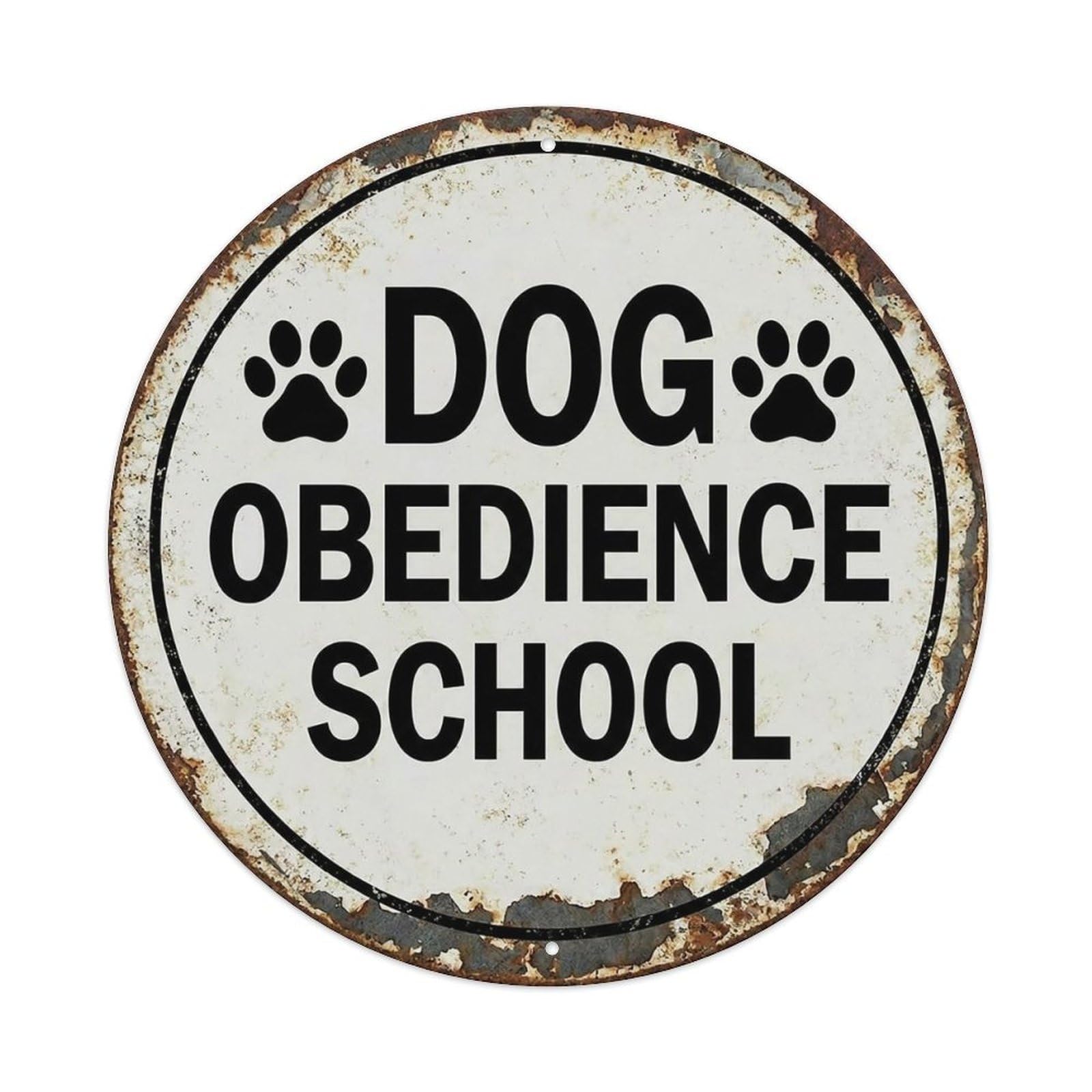 Vintage Dog Obedience School Academy Vintage Metal Tin Sign Plaque Wall Decor for Cafe, Club Bar, Office, Garden Metal Poster 8x8Inch