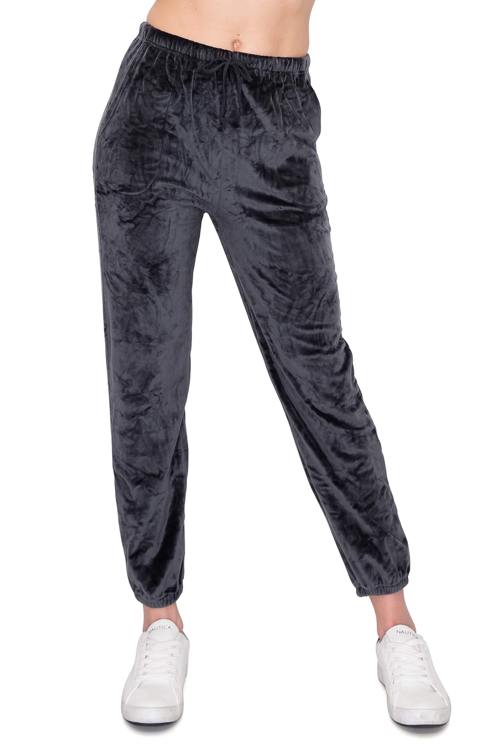ALWAYS Pantalones de felpa mullidos para mujer, súper suaves, cálidos, cálidos, de invierno, para dormir, para dormir - gris - Small
