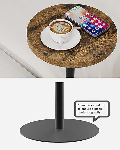 Miniatura 6 de TUTOTAK Mesa auxiliar redonda alta, mesa auxiliar pequeña, juego de 2, mesa al lado, mesa de bebidas, mesa auxiliar pedestal, sala de estar, marrón