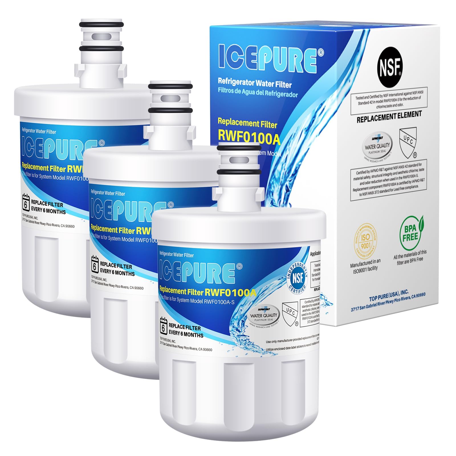 ICEPURE 5231JA2002A Water Filter Replacement for LG LT500P, 3 PACK