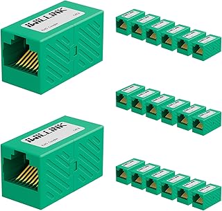 iwillink 20-Pack Cat6 Coupler, RJ45 Ethernet Coupler, Female to Female Ethernet Cable Extender Adapter, Green