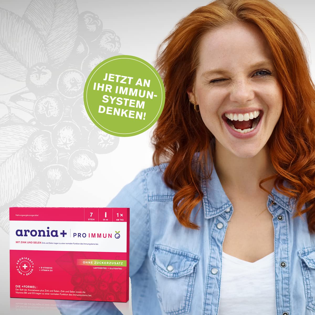 aronia+ PRO IMMUN Trinkampullen, 30 Stück, Nahrungsergänzungsmittel mit Zink und Selen, ohne Zuckerzusatz