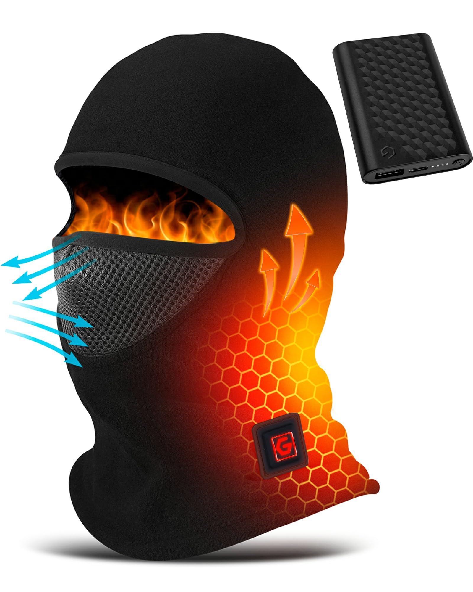 Graphene Heated Balaclava Neck Gaiter Gifts for Men Women Warm Cold Winter Gift for Ski Snowboard Motorcycle