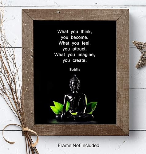 Miniatura 7 de Buda - Arte de pared con cita inspiradora, decoración de spa zen positiva, decoración del hogar de 8 x 10 pulgadas para oficina, sala de meditación,