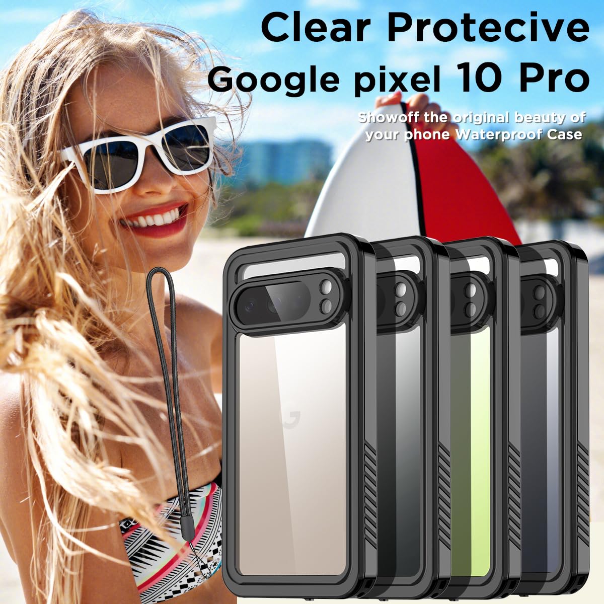 AICase Per Google Pixel 10 Pro, custodia impermeabile a 360 gradi, protezione completa per esterni, protezione completa IP68, protezione subacquea per Google Pixel 10 Pro 2025