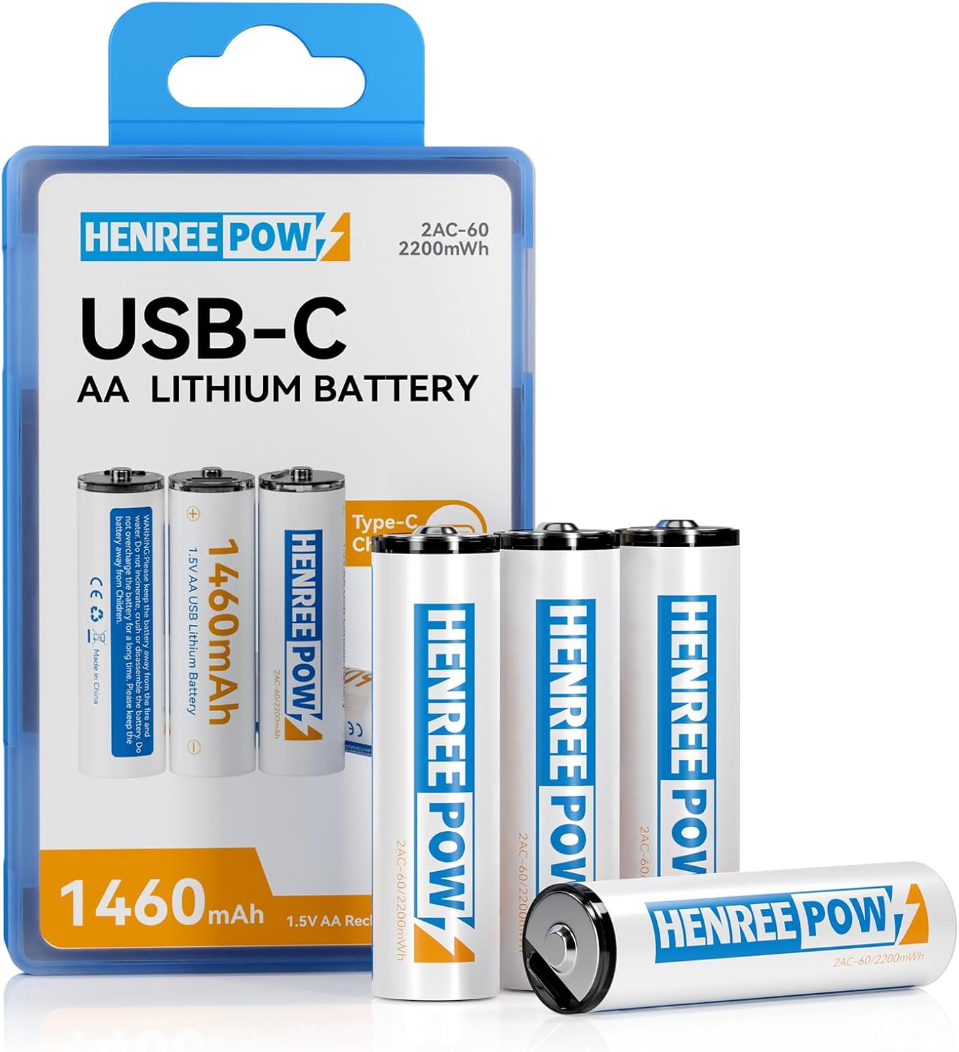 Amazon.com: Henreepow Rechargeable AA Batteries, USB Lithium Double A ...