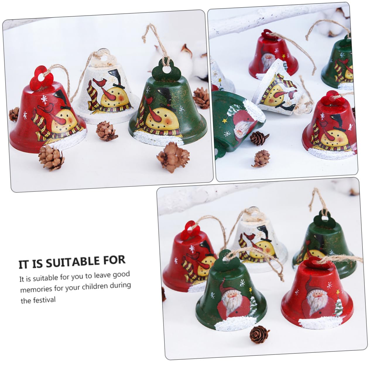 Garneck 2 Set Campana Di Babbo Natale Cono Albero Di Natale Porta Chiaro Decorazioni Ganci Natalizi Sottobicchieri Chiare Di Natale Campanellini Natalizi Ferro Da Stiro 3 Pezzi * 2
