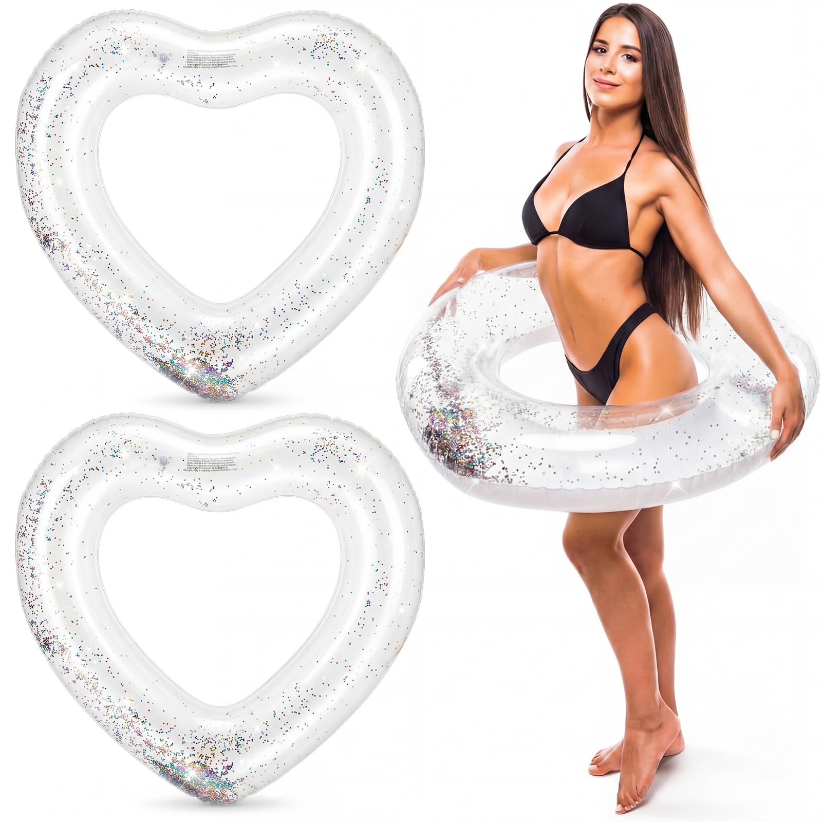 Junkin 110 cm x 90 cm bianco cuore piscina galleggiante addio al nubilato gonfiabile nuoto sposa piscina anello acqua sdraio tubo nuoto per fidanzamento, matrimonio, festa estiva in spiaggia