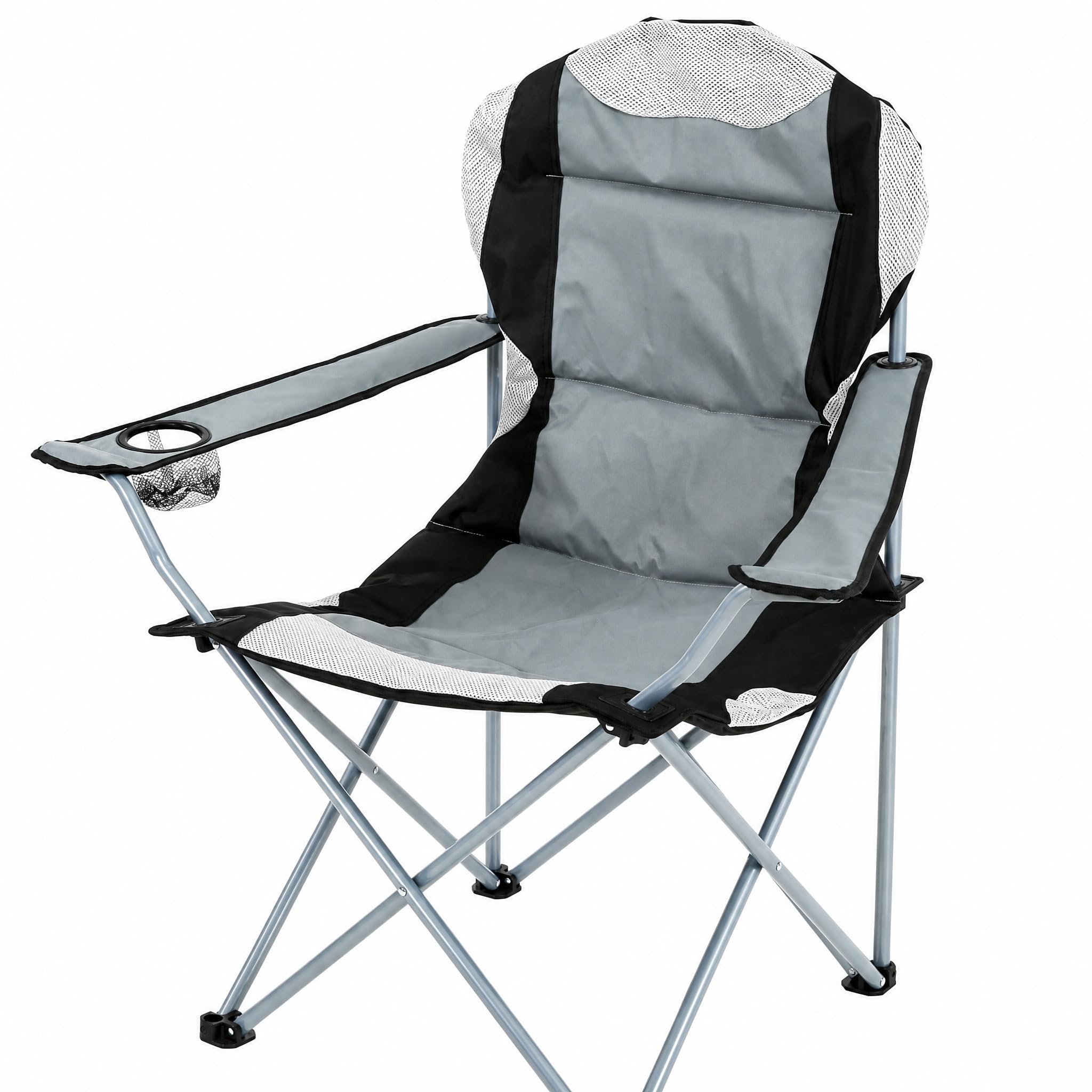 Huacan Silla de camping plegable, 136 kg, ligera, cómoda respaldo, plegable con bolsa de transporte, para picnic, exterior, senderismo