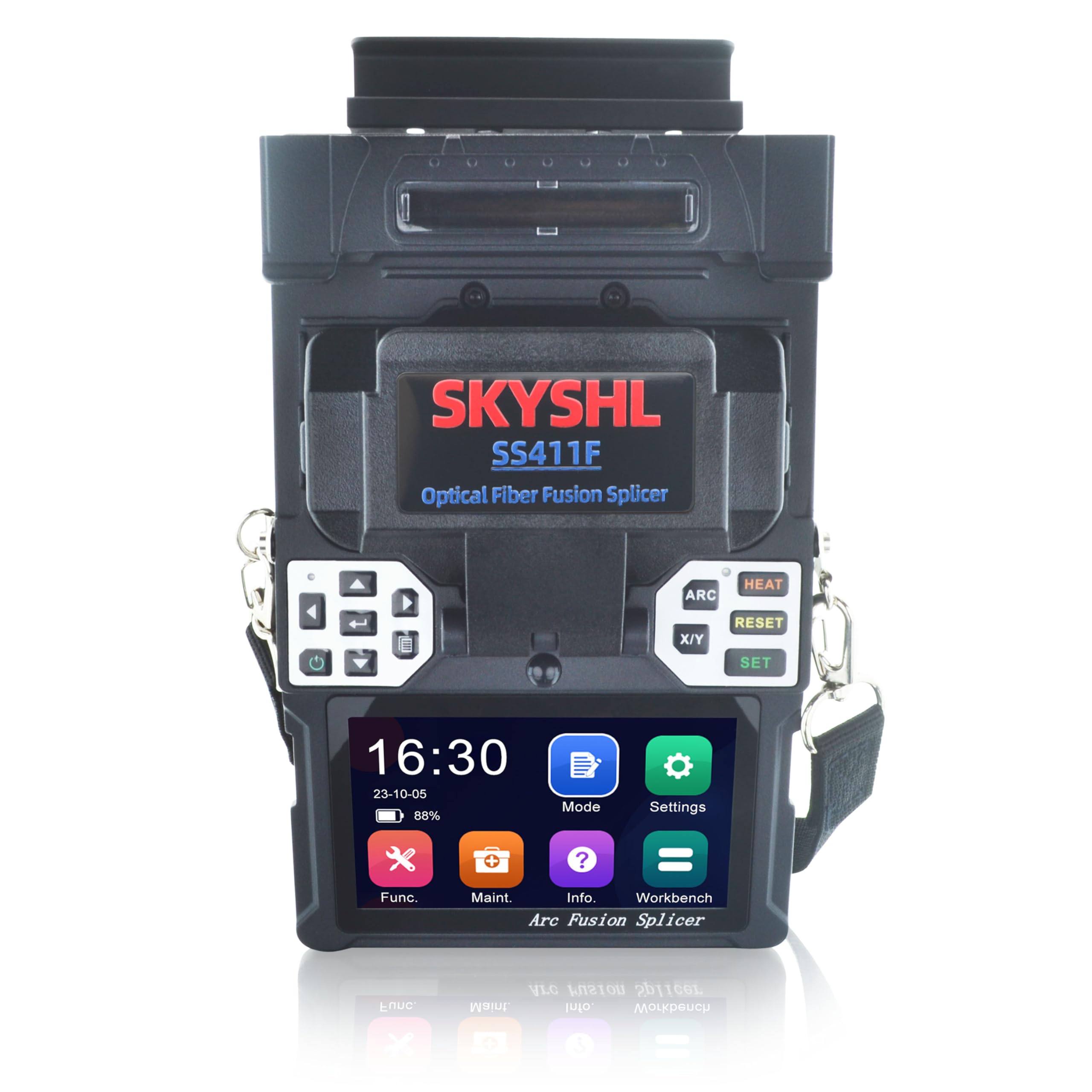 Kern zu Kern Glasfaser Spleißgerät 4,3-Zoll-Touchscreen Mini LWL Spleißgerät Optical Fiber Splicing Fusion Splicer Fusionsspleißgerät mit Auto Spleißen und Auto Heizung-SS411F-211