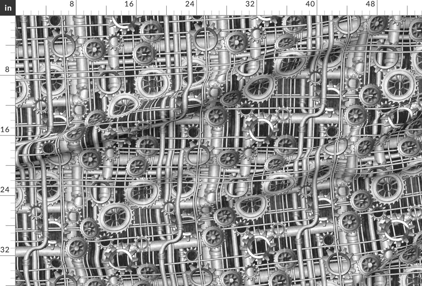 Spoonflower Fabric - Steampunk Pipes Gears Grayscale Silver Printed on Minky Fabric by The Yard - Sewing Baby Blankets Quilt Backing Plush