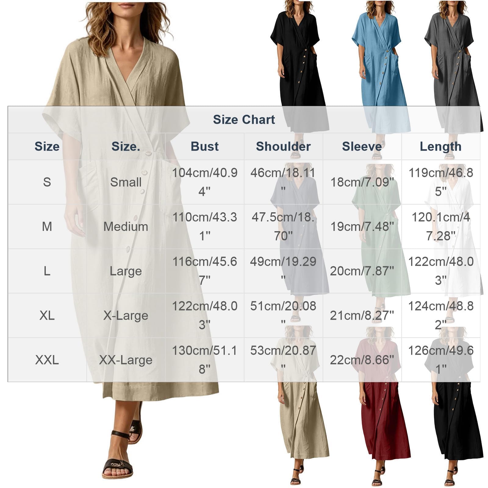 Vestido Casual De Mujer Con Diseño Cruzado Escote En V Botones Laterales Y