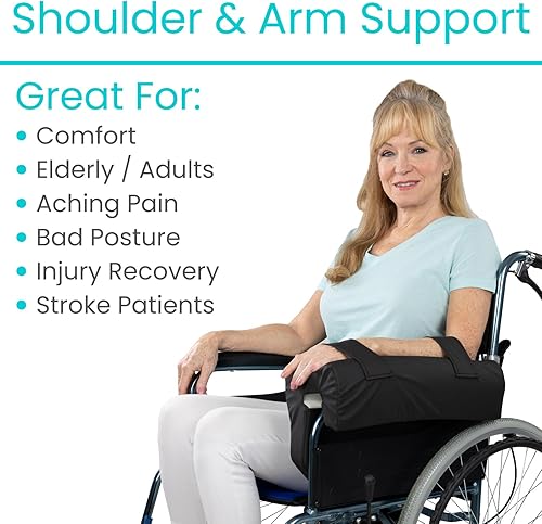 Miniatura 4 de Vive Comedero de apoyo lateral para silla de ruedas (1 unidad) - Cojín para reposabrazos - Accesorio de almohada para reposabrazos y codos para