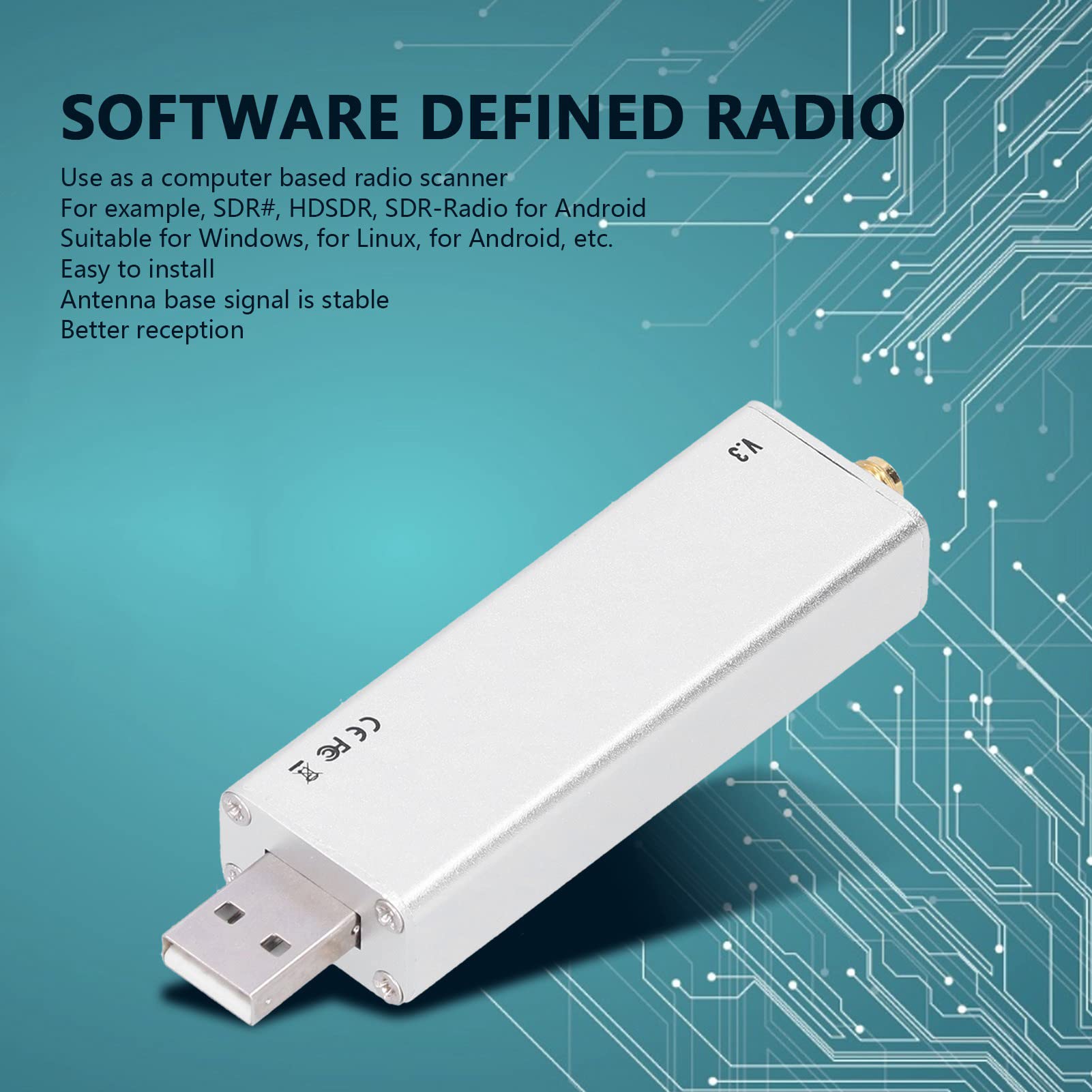 Antenna Radio, RTL SDR R 820T2 V3 RTL28U Software Defined Radio Telescopic Antenna Base Radios Antennas, Radios Antennas for General Radio Scanning