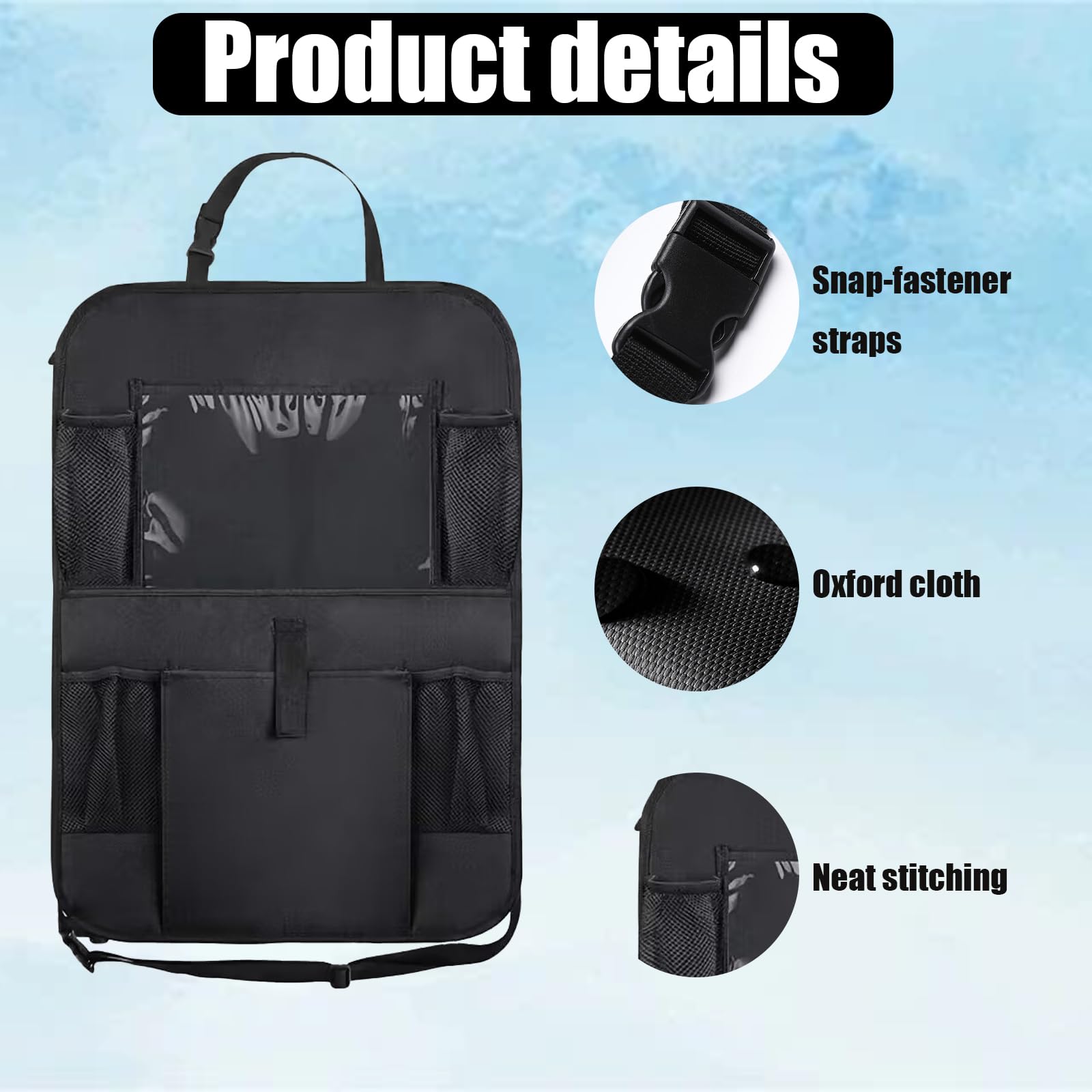 2 piezas Organizador Asiento Coche, Protectores de Asiento para Coche, Universal Multi-Bolsillo Protector Trasero del Ssiento de Coche para Niños, con Almacenamiento para Tabletas