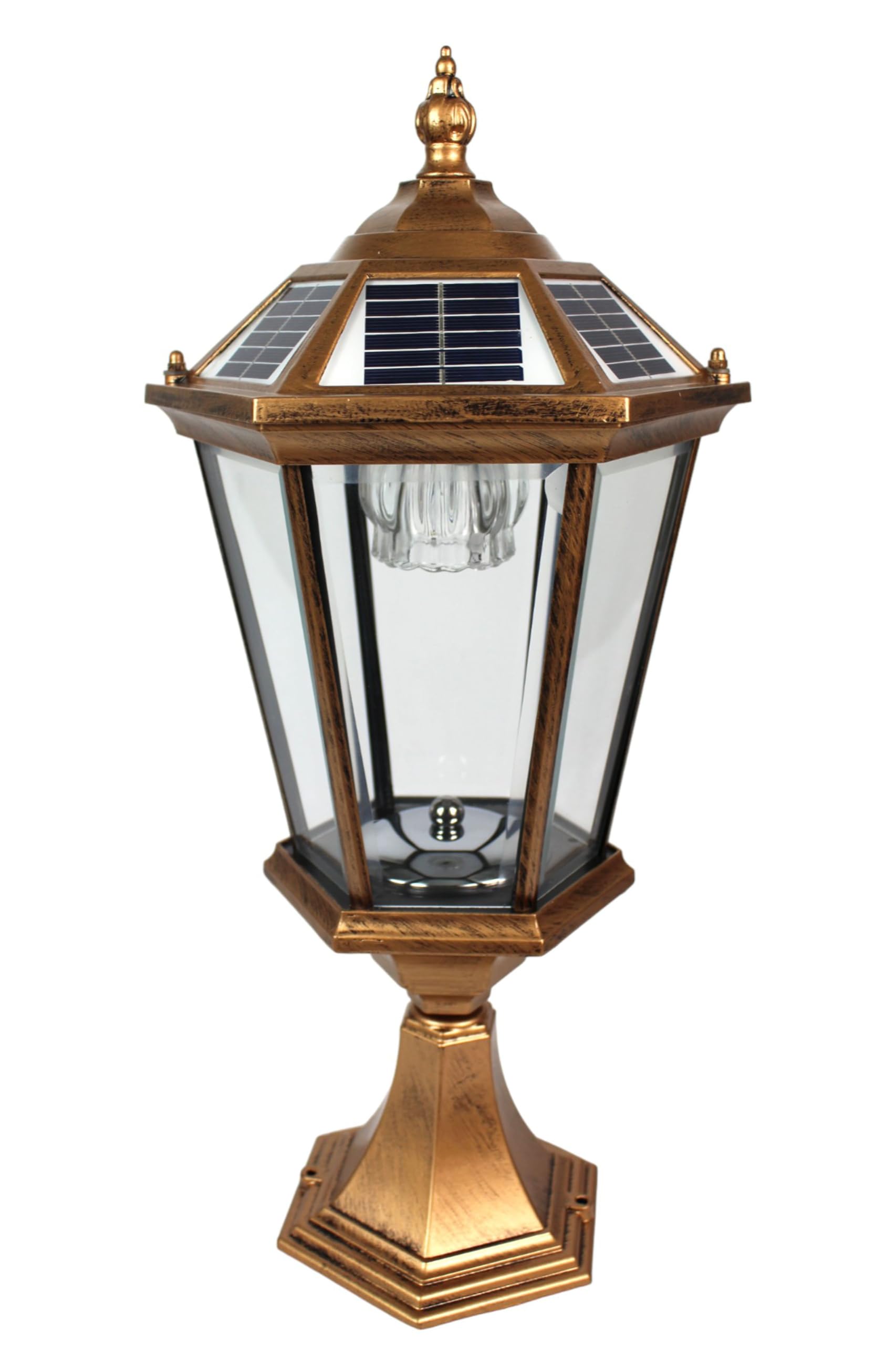 Arnusa Solar Sockelleuchte klassisch Außenleuchte Gartenleuchte Solarlampe Solarleuchte kabellos Duo Color Gartenlaterne warmweiß und kaltweiß Aluminium Glas