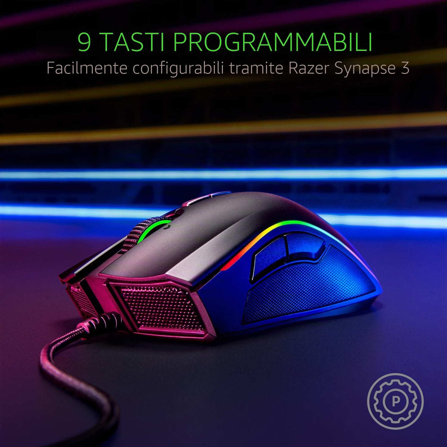 Razer Mamba Elite - Mouse da gioco cablato, nero