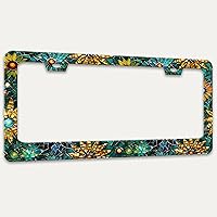 Vista 7 de Beautiful Glass Flowers License Plate Frame Colorful Floral License Plate Holders Funny Stainless Steel Auto Accessory Bracket 2 Hole with Screws