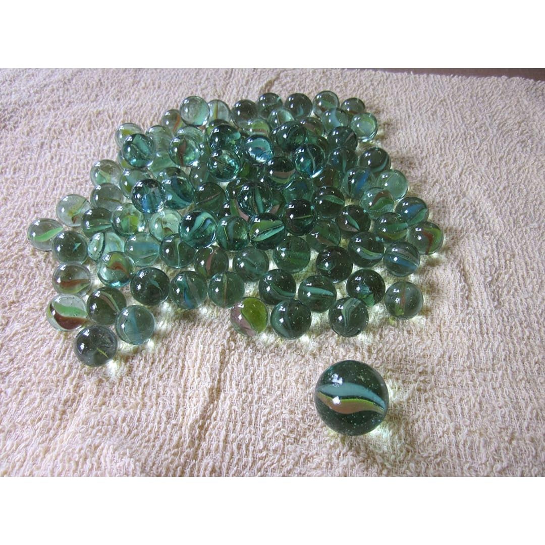 NATANI Traders Traditional Glass Marbles Set, Blue and Green Kancha Game Collection, Classic Outdoor Playing Balls for Traditional Indian Games 200 Piece-image-2