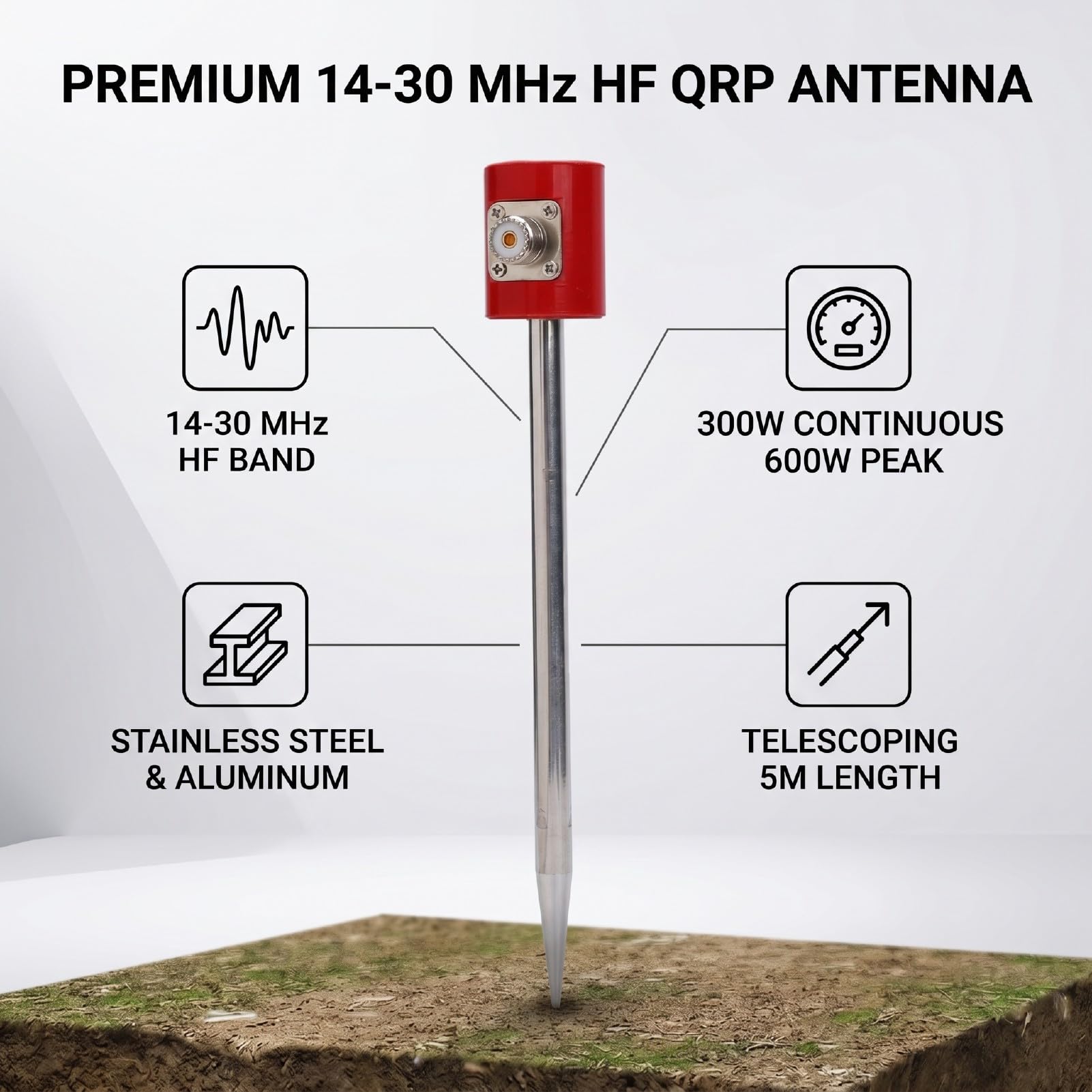 Hyuduo Antena QRP Wydajna 5M HF, Antena do USDX QRP Radio i -12