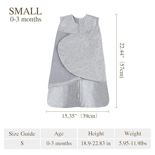 Miniatura 6 de Ftikvo Manta ajustable para bebé niña y niño, paquete de 3 unidades, saco de dormir para recién nacido, 100% algodón (grisdinosauriobúho, L, 3-6