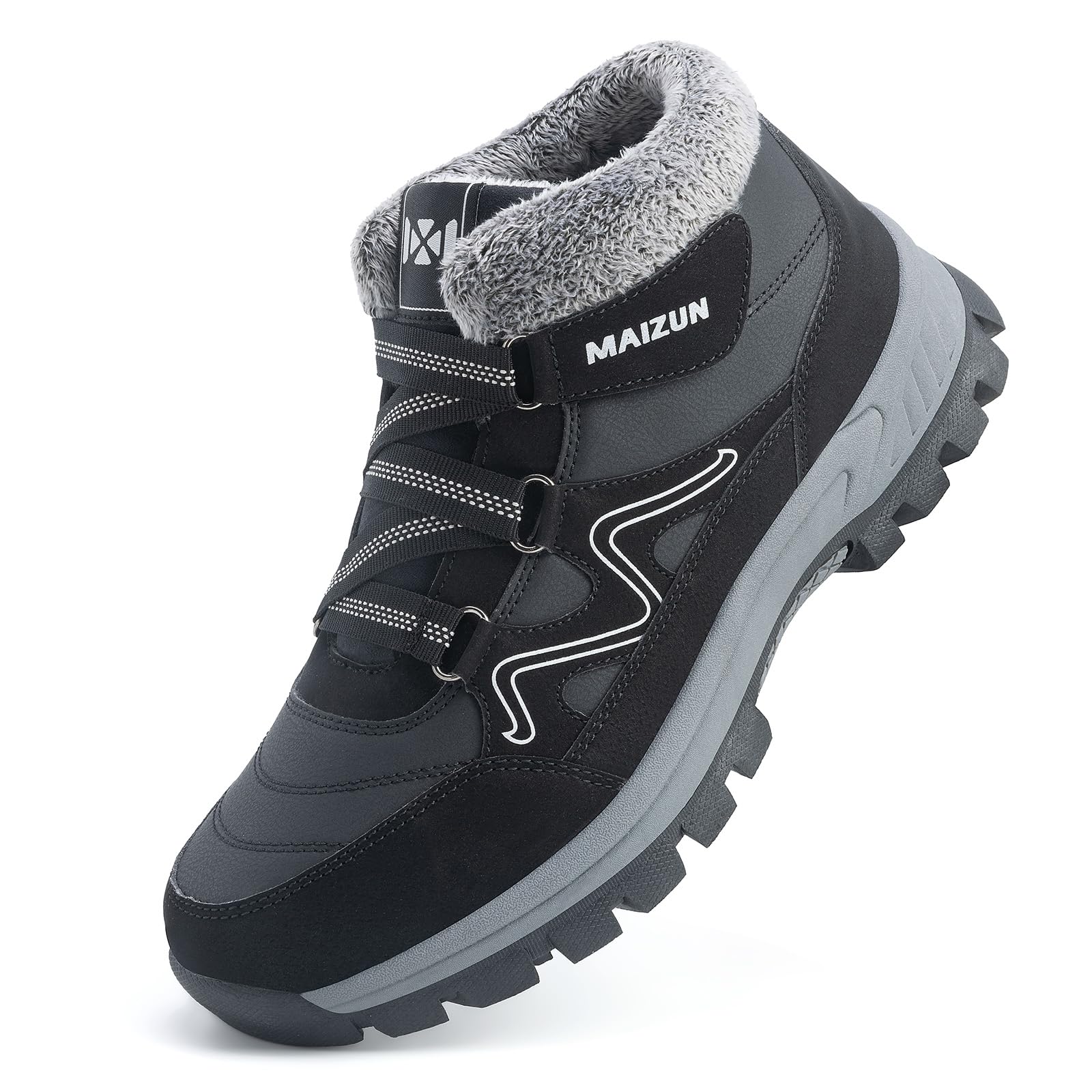 Botas de Nieve hombre Invierno Trekking Senderismo Botines hombre Cálidas Piel Forro Zapatos de Senderismo Antideslizantes Zapatos