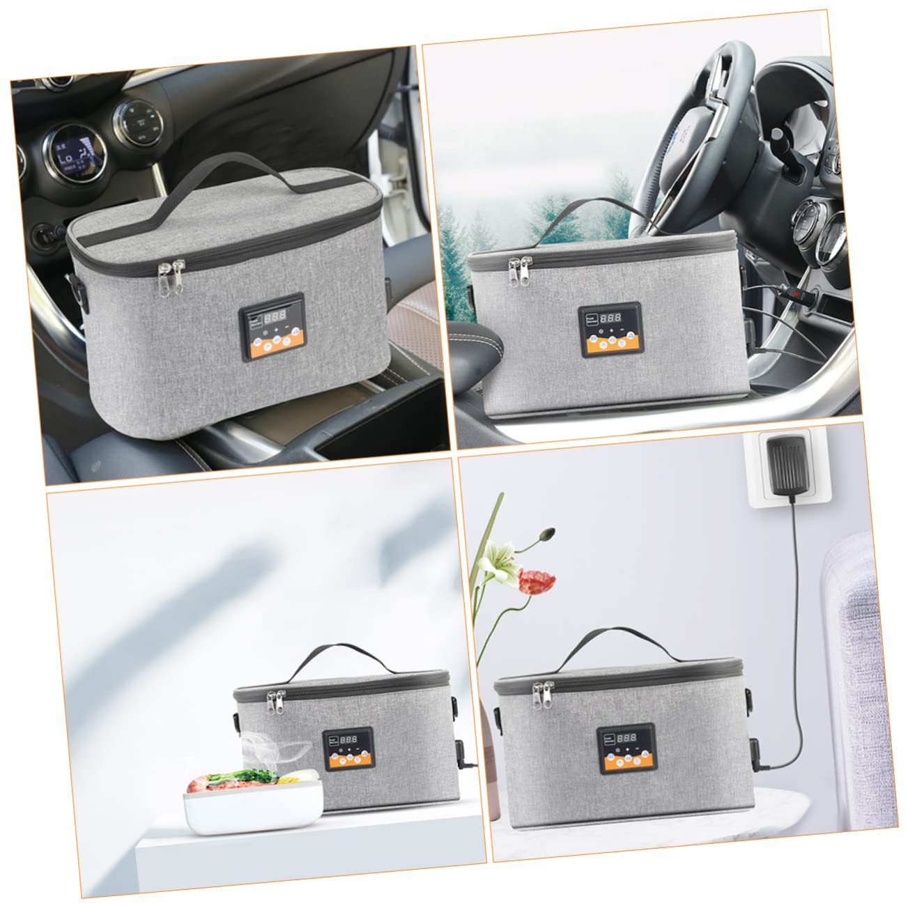 Tragbarer Babyflaschenwärmer 8l aus Oxfordstoff für Unterwegs | Liquid Crystal Thermostat, Dc 12v Auto Ladekabel, Tragegurt zum Hängen Am Kinderwagen