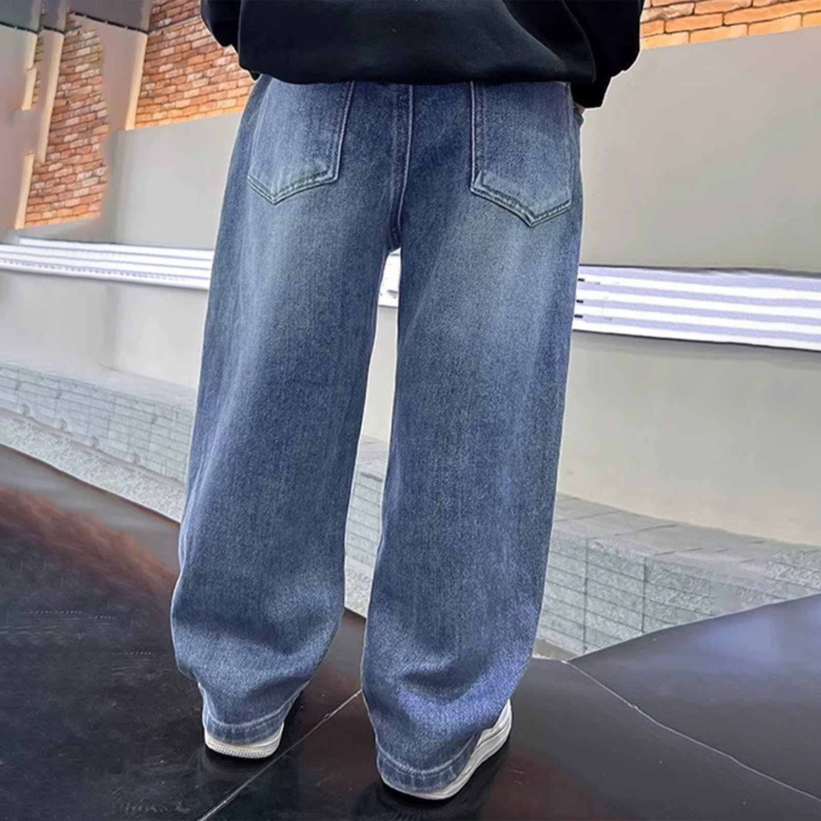 Jungen Baggy Jeans Thermojeans Fleece Gefütterte Jeanshose Warm
