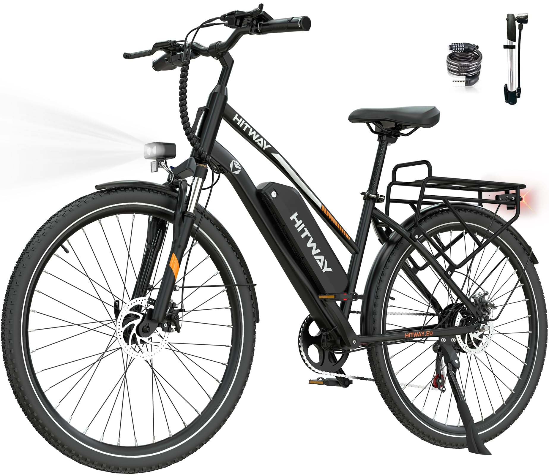 HITWAY Bici Elettrica 27,5"/28" con Motore Posteriore/Centrale 250W, Batteria 36V 13Ah Amovibile, Cambio 7 Marce – E-Bike da Trekking e Città, Bicicletta Elettrica per Uomo e Donna con Design Robusto