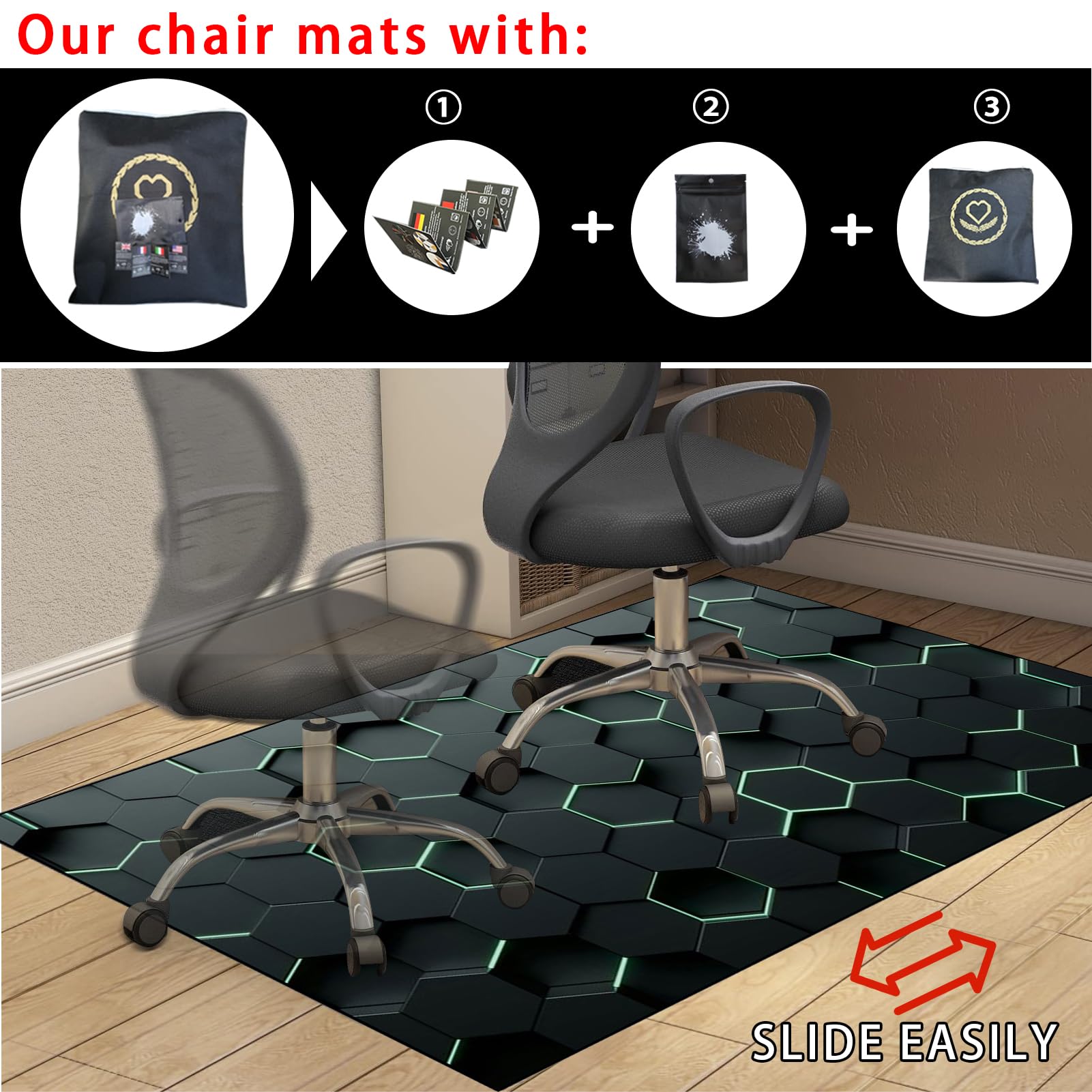 Tapis De Protection Pour Chaise De Bureau 60x60 Cm - Antidérapant, Anti-bruit, Pour Sol Carrelage, Parquet, Stratifié - Marron