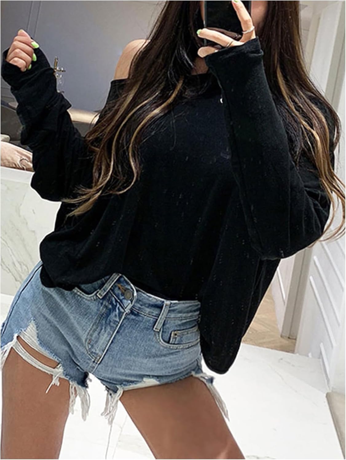 SOLY HUX Women's Twist Backless Top Cut Out Oversized Long Sleeve Going Out T Shirts - Image 4