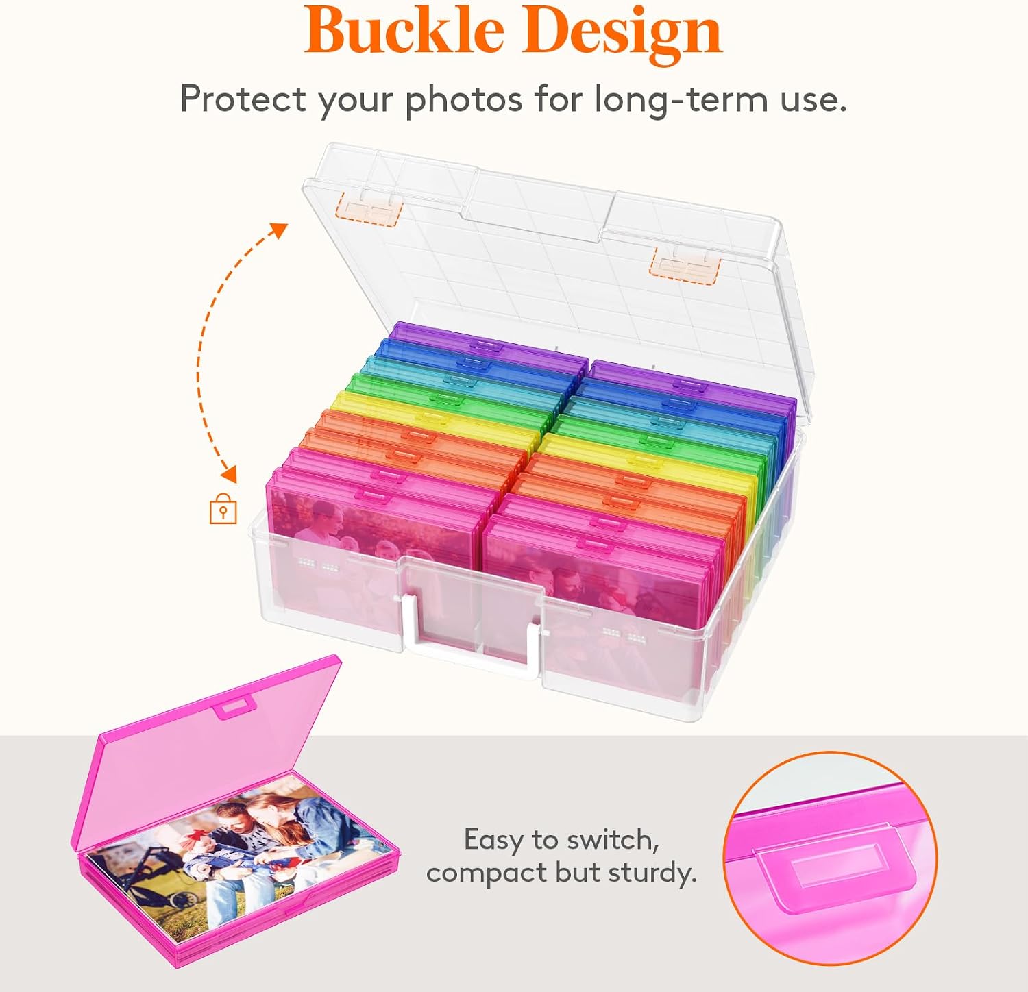 Lifewit 18 Pcs Photo Storage Box, Photo Albums 4x6 Pictures, Acid-Free Stackable Case with Labels, Trading Card Container for Sticker, Seed, Scrapbooking, Diamond Art, Classroom Supplies, Multicolor