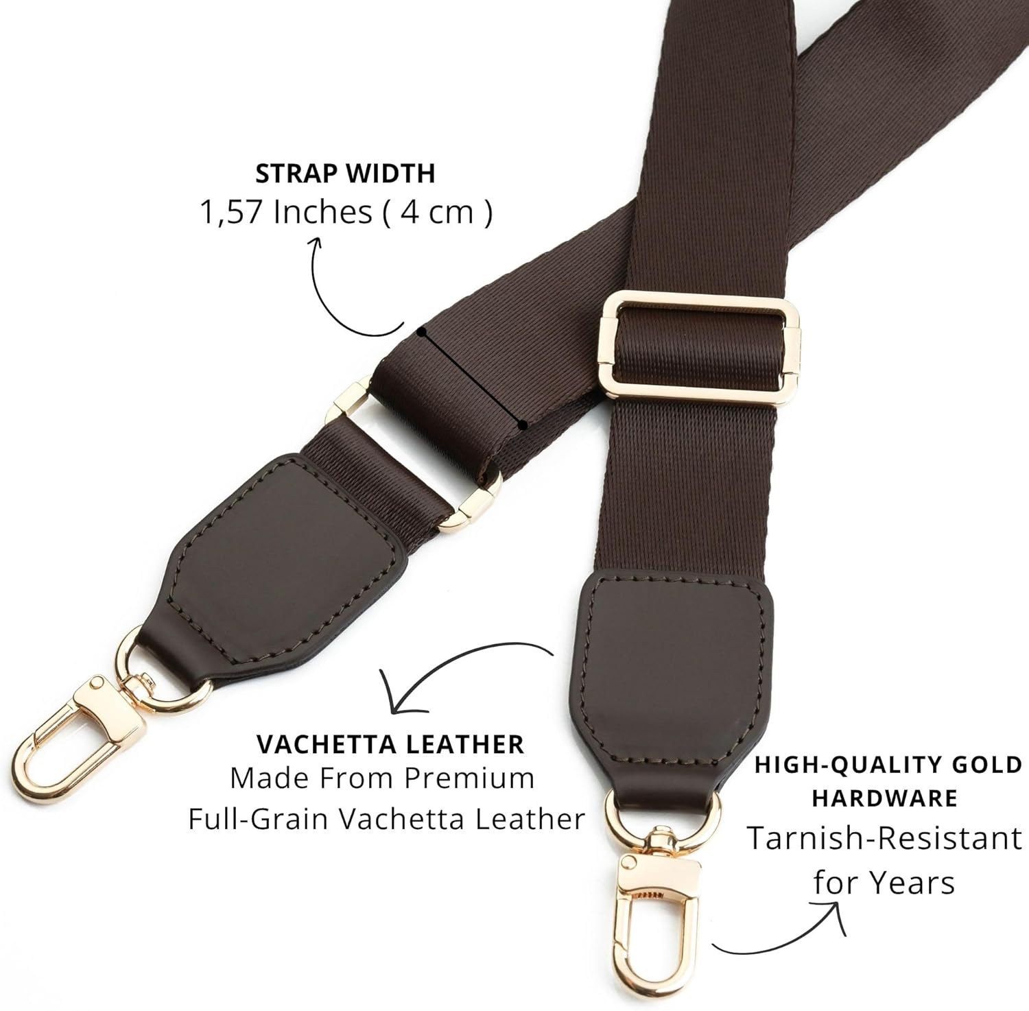 Wide Brown Purse Strap Crossbody Replacement Strap for Handbags Adjustable Brown Leather Purse Strap