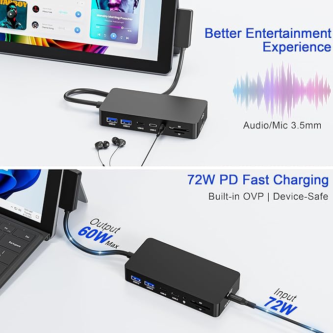 Surface Docking Station 12 en 1, Triple Pantalla 4K@60Hz miniatura 9